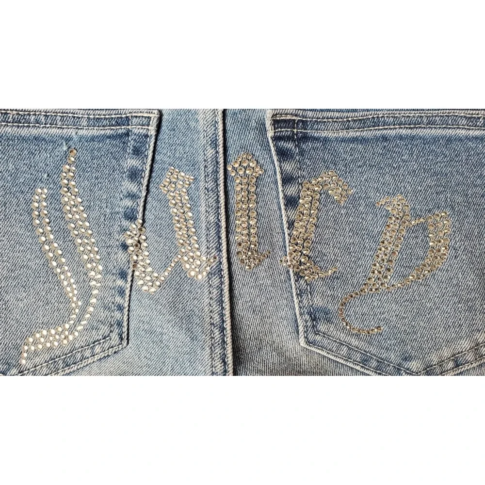 Y2K Juicy Couture Lunita Jeans Size 9 29 Rhinestone Juicy Butt Flare Leg Bottoms
